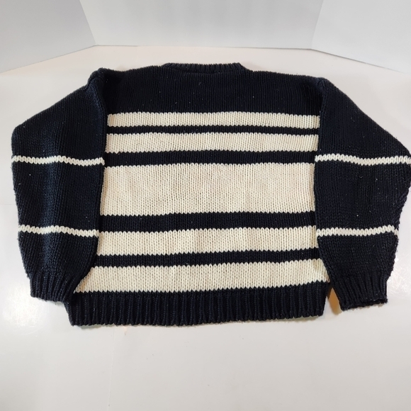 VINTAGE 80s One Step Up Black Retro Print Acrylic Pullover Sweater Women’s Large - Picture 4 of 5